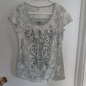 Maurices Womens Short Sleeve Lace Top Large